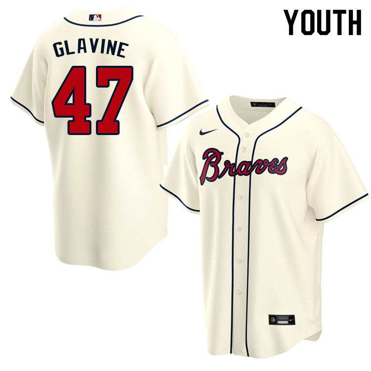 Nike Youth #47 Tom Glavine Atlanta Braves Baseball Jerseys Sale-Cream
